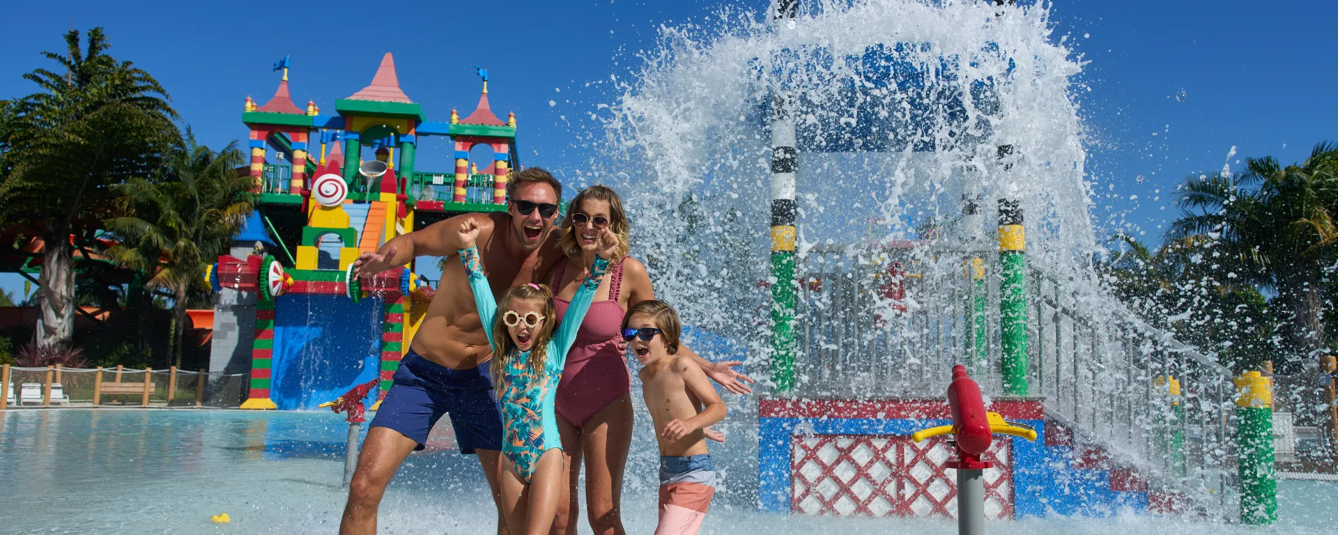 Family enjoying Joker Soaker at LEGOLAND California Water Park