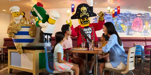 Family Eats at Brick's Family Restaurant with a LEGO Pirate Character