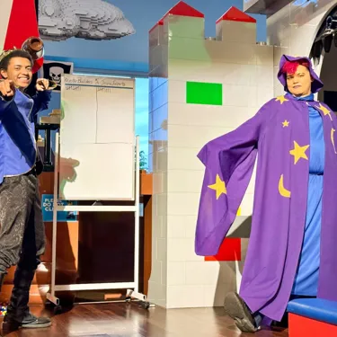 A King and a Wizard Lead a Game of Trivia at the LEGOLAND Hotel