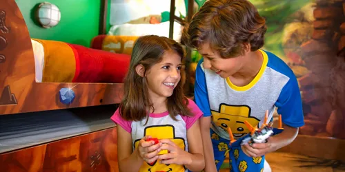 Kids Play with LEGO in a NINJAGO Themed Hotel Room