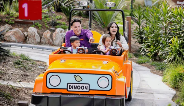 Slideshow of images of guests with VIP guide around the theme park