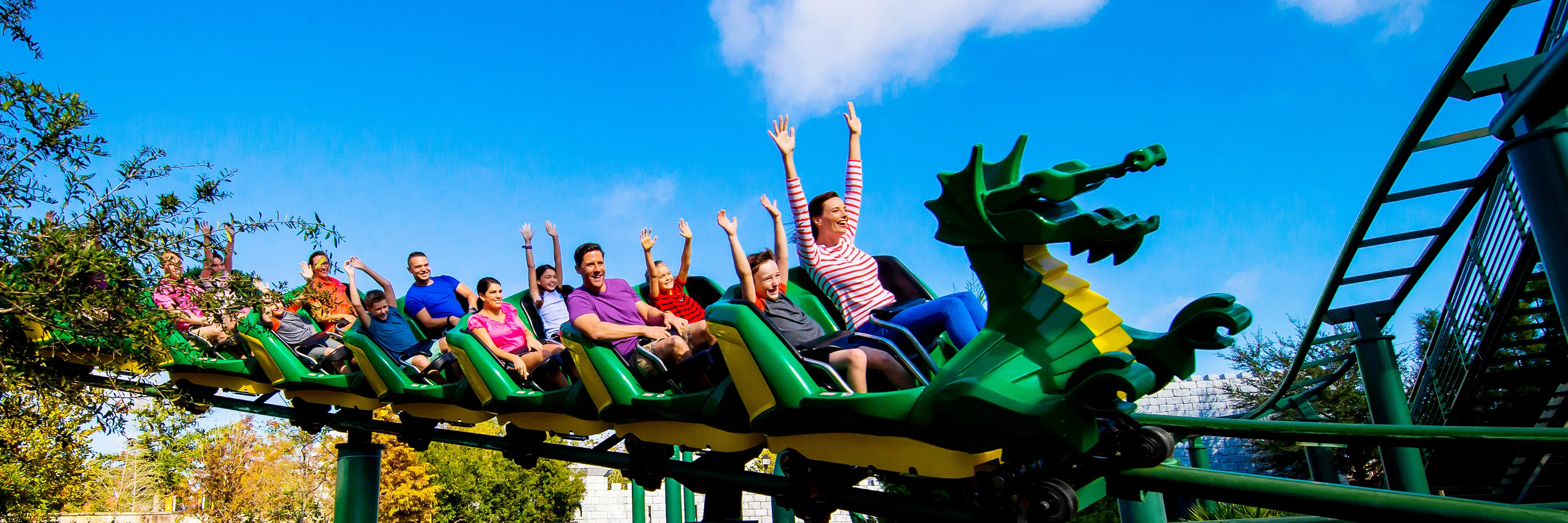 Guest enjoying Dragon Coaster at LEGOLAND® California Theme Park