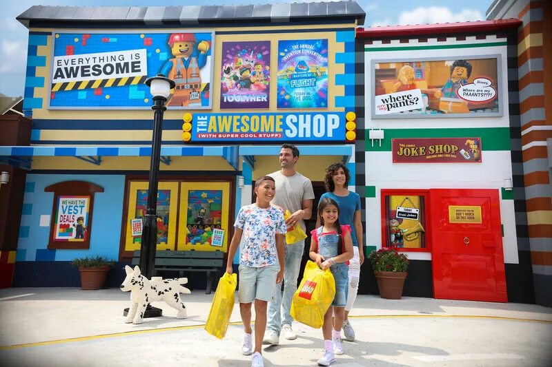 Family outside the Awesome Shop